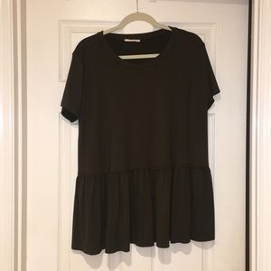 Dark Olive Green Babydoll Top